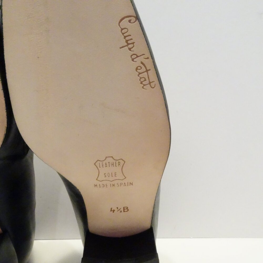 Vintage Coup D’Etat Black Block Heel Loafers Leopard Calf Hair Size 4.5 Square - Picture 5 of 5
